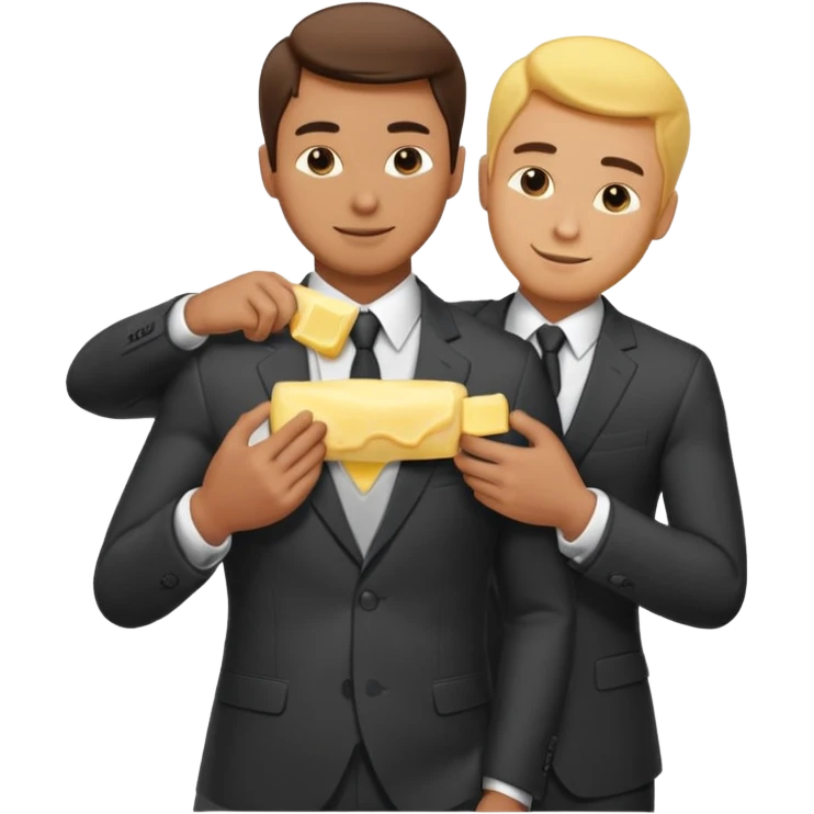 I man handsome puts butter on another man‘S back wearing suits emoji