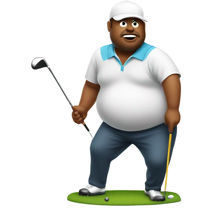 Fat man playing golf emoji