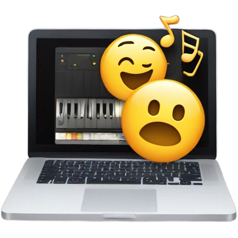Smartphone and Macbook with Music in  emoji