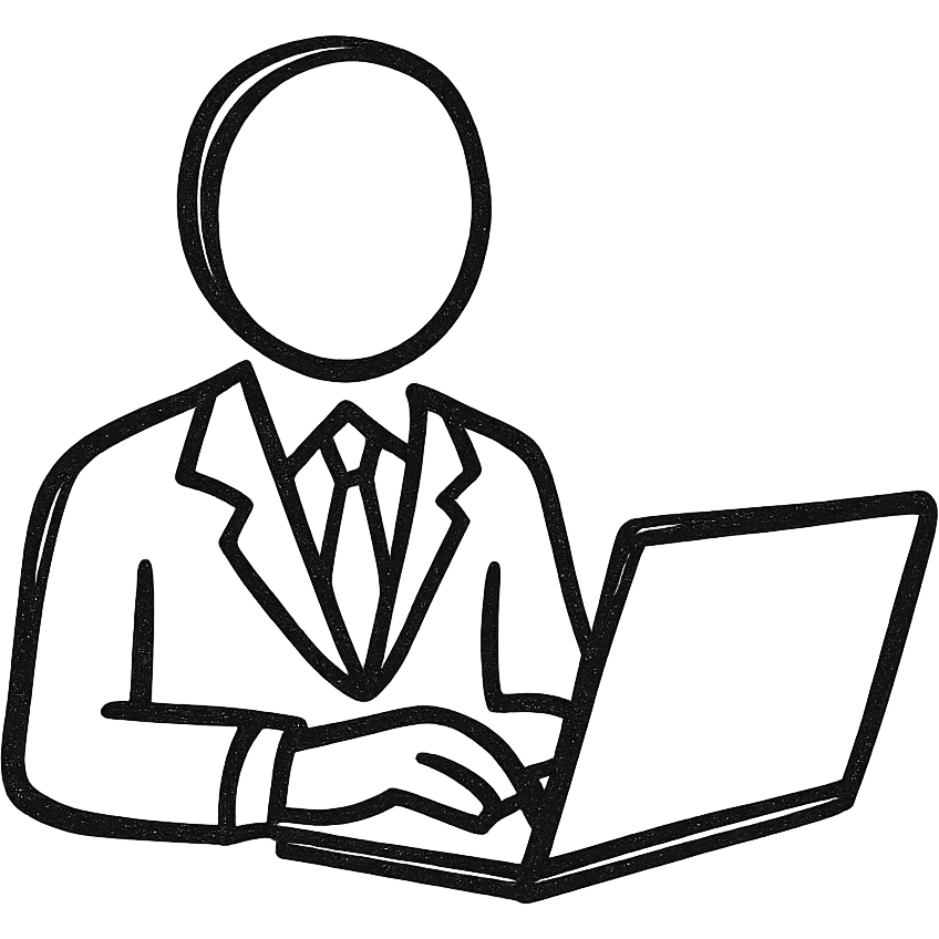 A person in a business suit working on a computer emoji