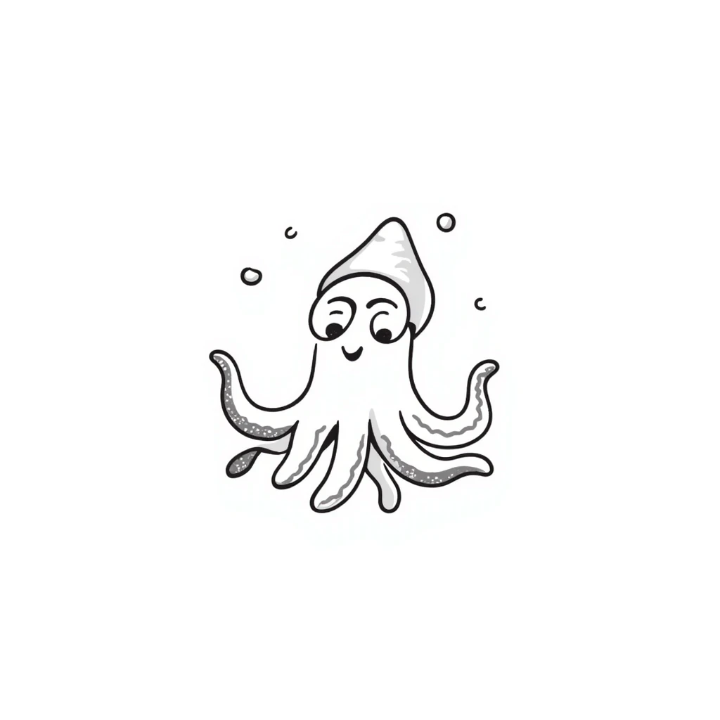 Happy squid with cute expressive eyes and wiggly tentacles emoji