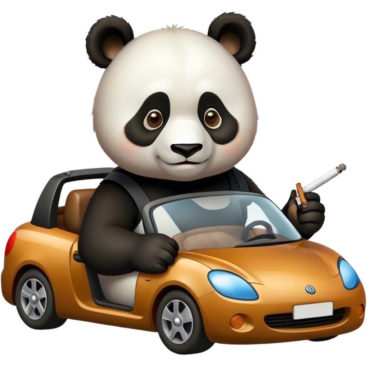 Panda driving a car and smoking  emoji