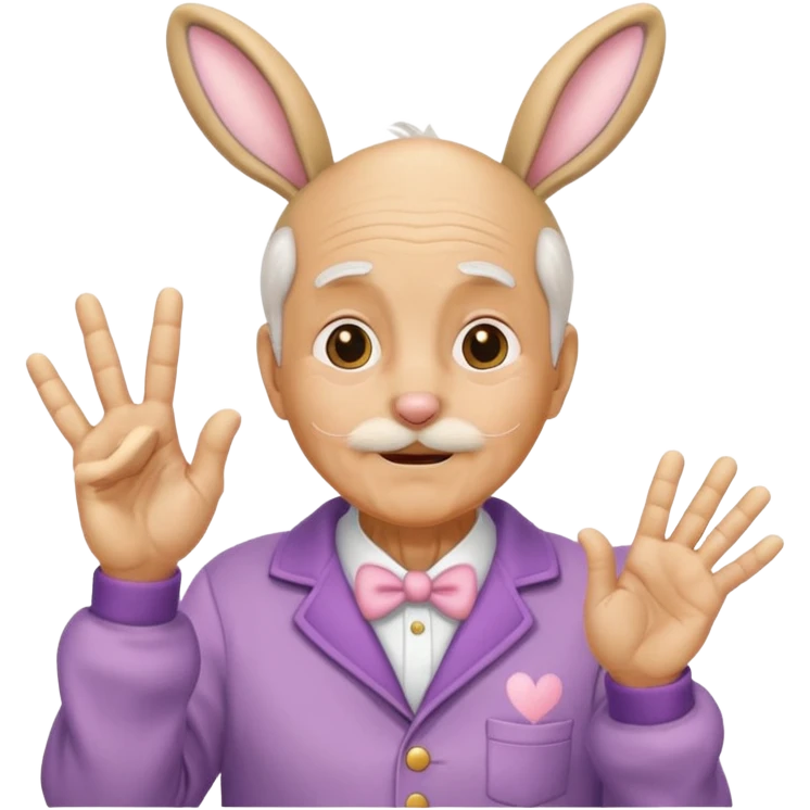 바니걸 옷을 입은 황금색 할아버지가 손하트를 날리며 부끄러워한다 emoji