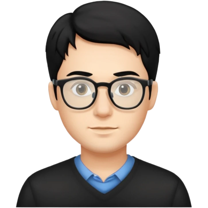 Man with  clear glasses and black hair  emoji