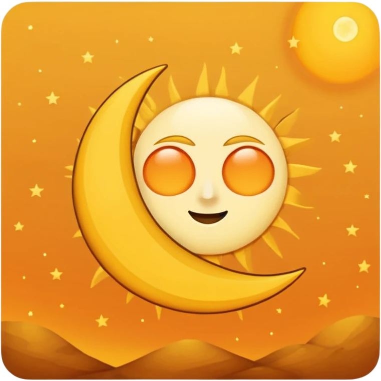 A triangular yellow flag with a crescent moon and above the moon a mini sun emoji
