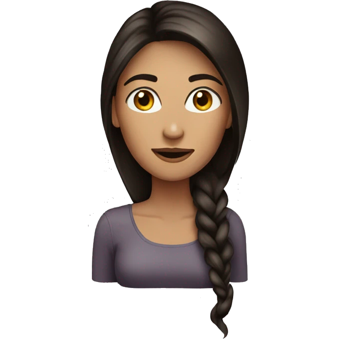 woman long dark brown hair with dark brown e emoji