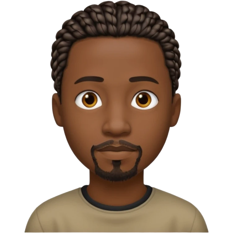 Hazme un emoji de un hombre negro con trenzas cortas (pero un poco largas) y una pequeña perilla sin bigote emoji