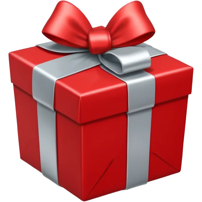 red gift box wrapped with silver ribbon emoji