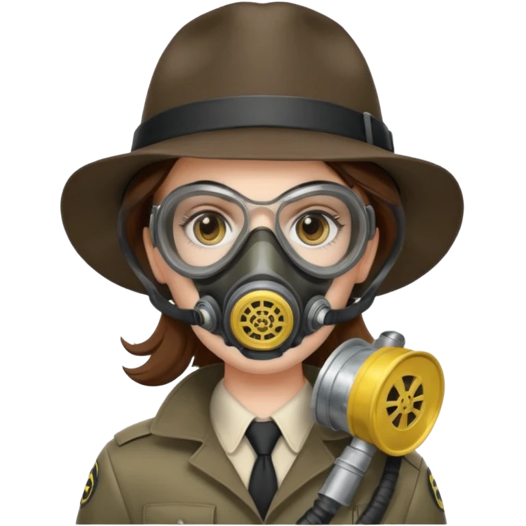 Hacker with a fedora with brown hair wearing a gasmask emoji