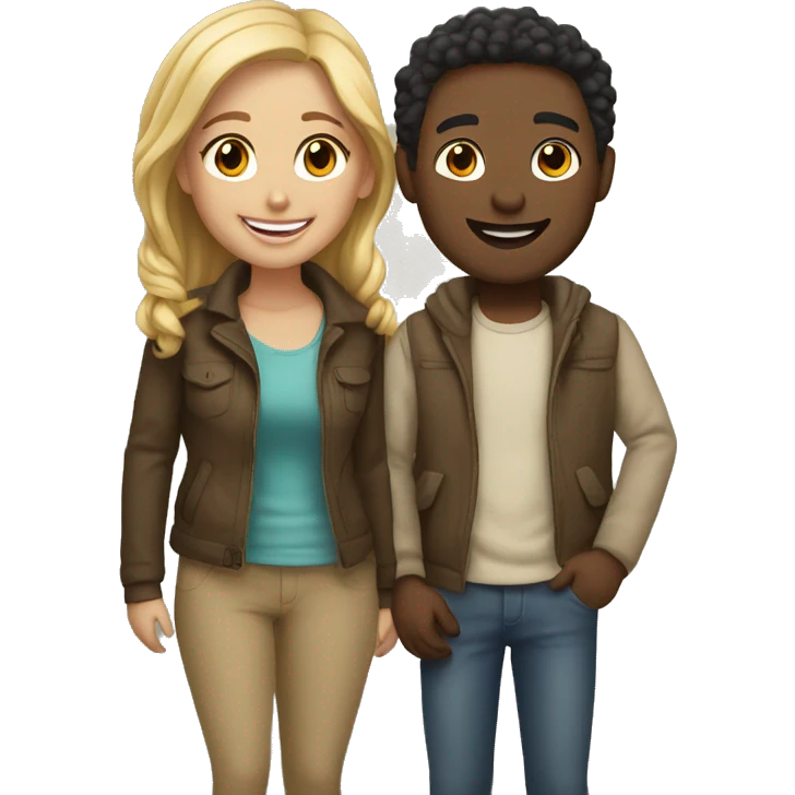 Light skinned couple sharing a warm smile emoji