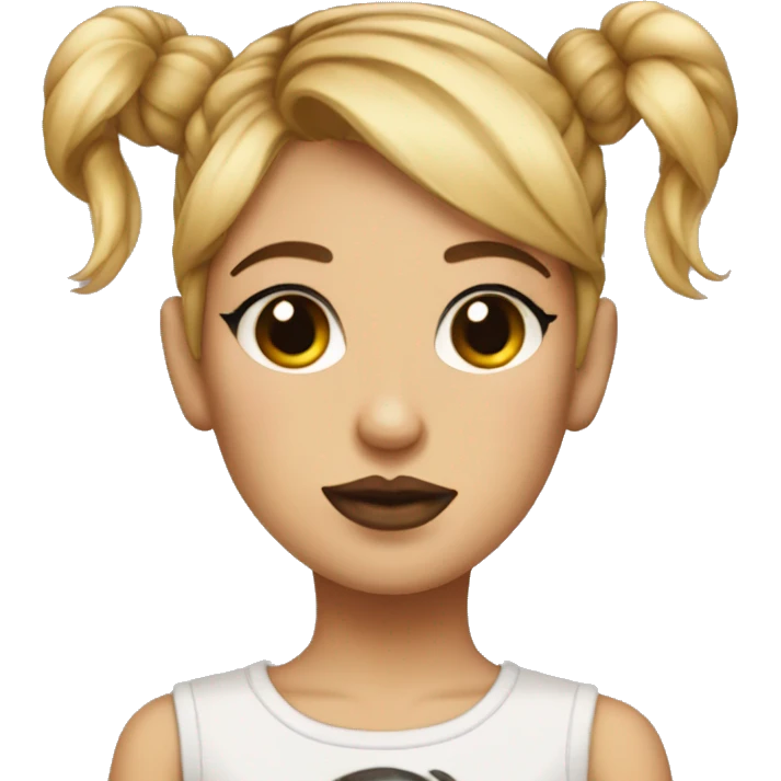 Tattooed girl with space buns and side bang emoji