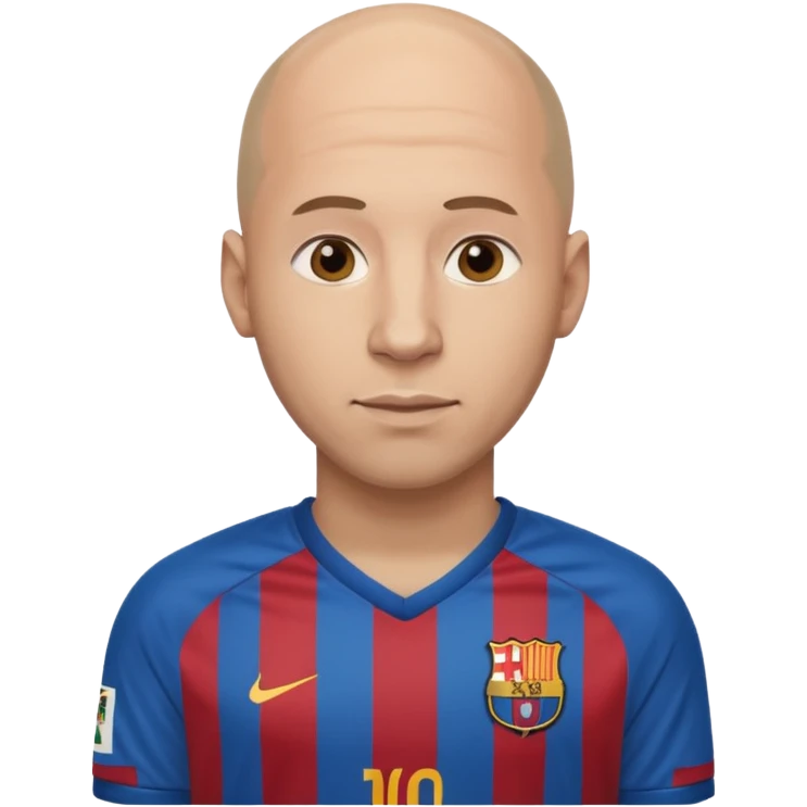 bald man wearing messi football jersey emoji