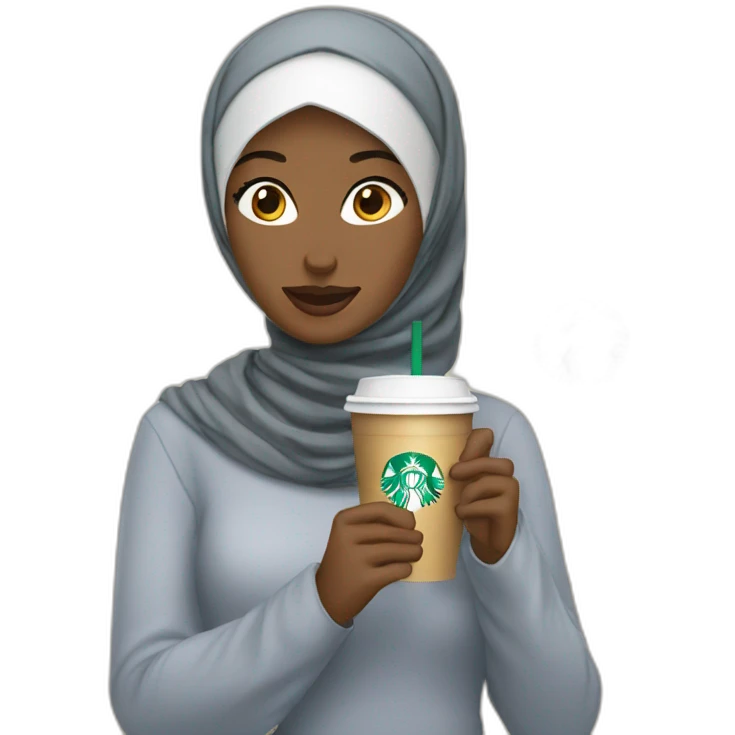 lady wearing hijab sipping starbucks emoji