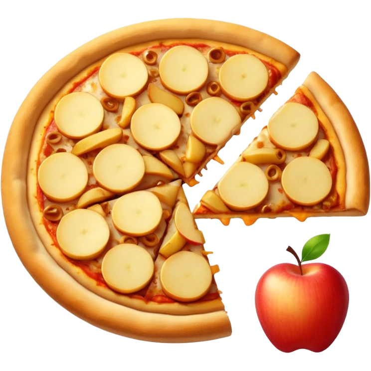 Cheese 🧀 pizza 🍕 salie with  cutting Apple pieces emoji