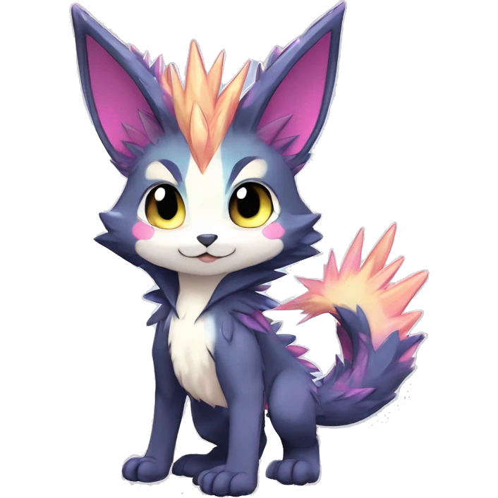 Anthro Scalie Spiky Cool Edgy Magical Shiny Colorful Pastel Sparkle Kemono-style Chibi Fantasy-Animal-Fakémon-Pokémon-Hybrid Fur Sona Aesthetic Full Body emoji