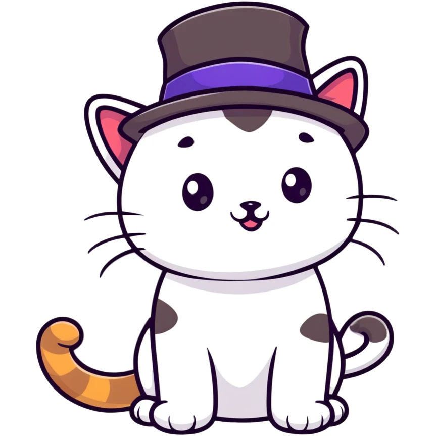 playful cat with a fancy hat emoji