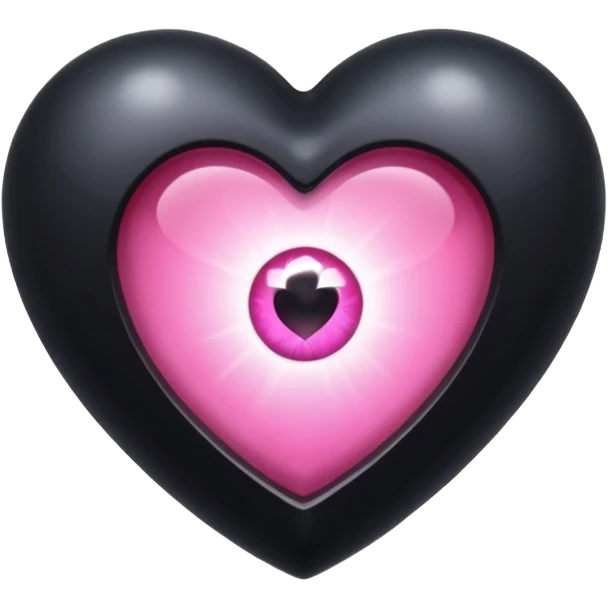 A black heart Gem with a pink eye in the center emoji
