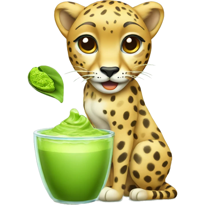 Cheetah holding matcha  emoji