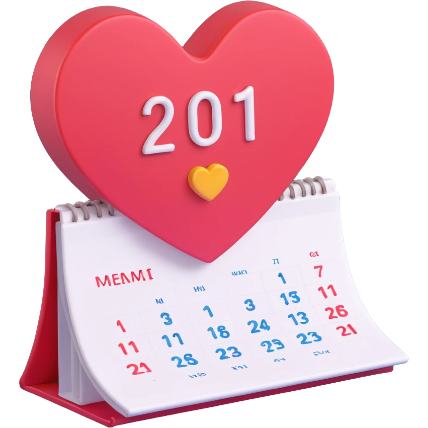 3d icon heart on calendar emoji