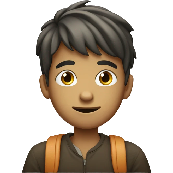 young boy with cellphone emoji