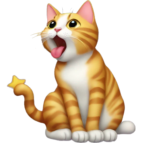 Cat licking his star emoji