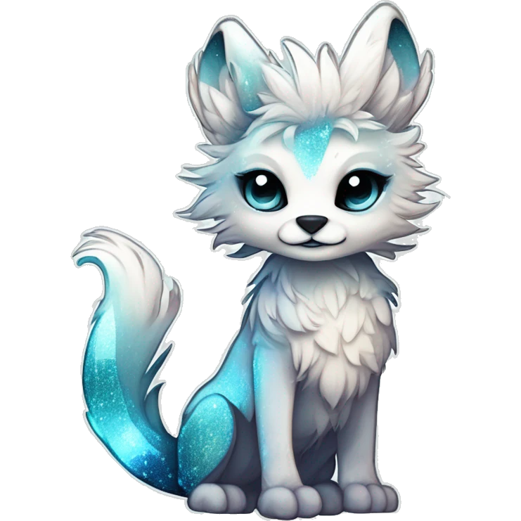 Cool cute Kawaii edgy ethereal futuristic modern epic fantasy animal sparkle fursona Fionbri creature by griffsnuff & LiLaiRa & Falvie full body emoji