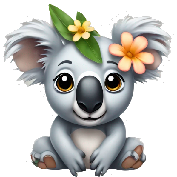 Koala with flower on head emoji