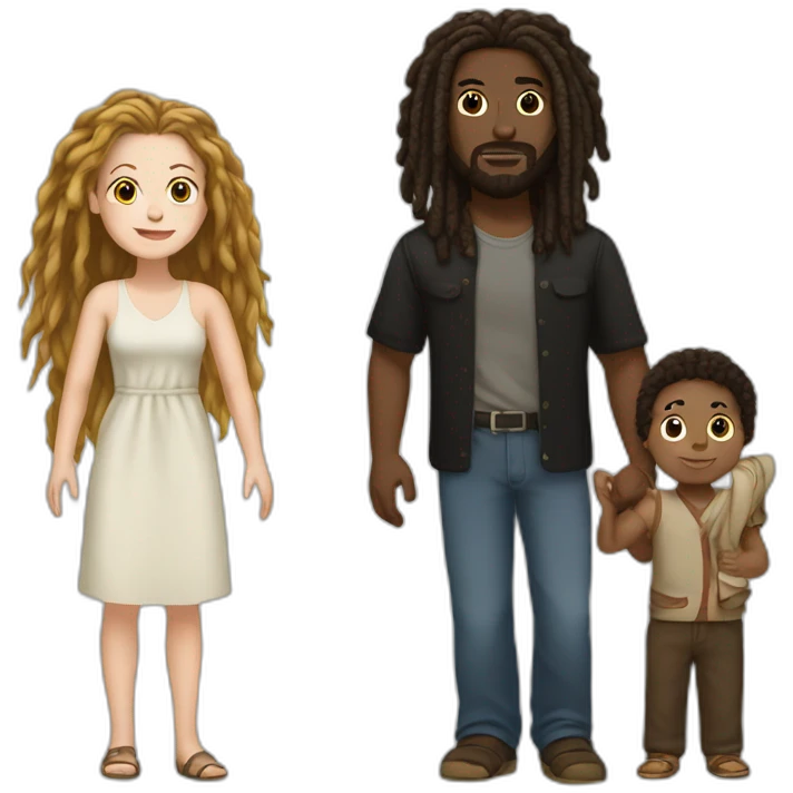  white woman browns black man with dreadlocks and mixed baby emoji