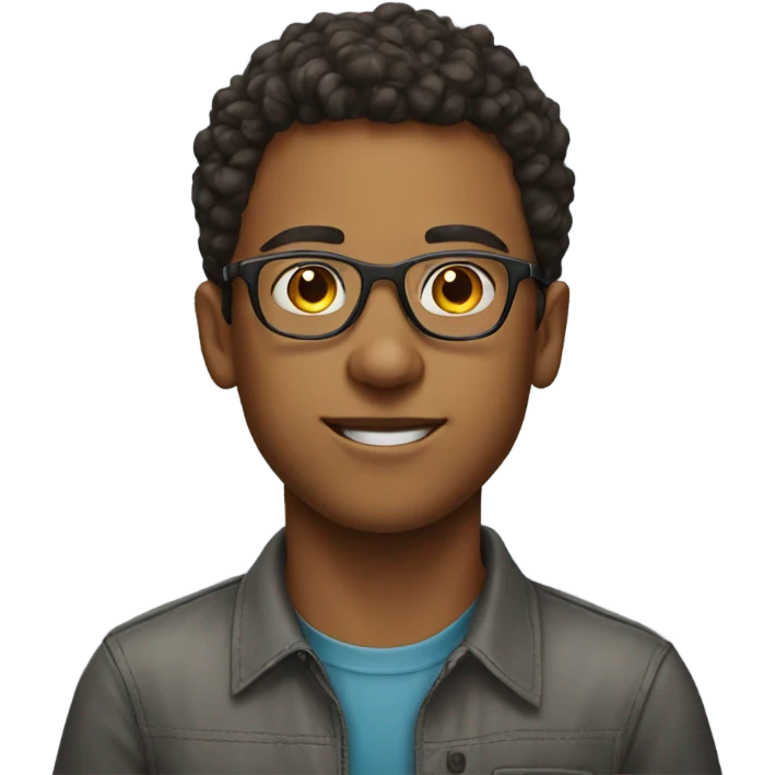young man with glasses portrait emoji