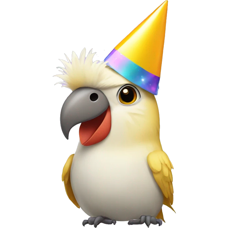 Cockatiel bird wearing a party hat emoji