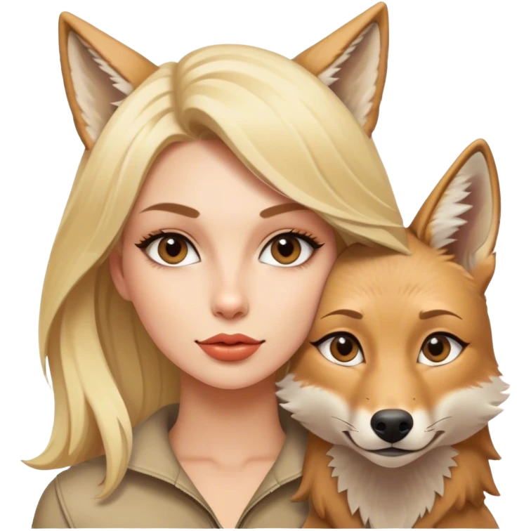 Blonde model and her pet coyote emoji