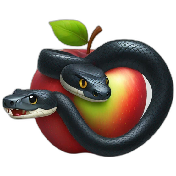 black snake with an apple emoji