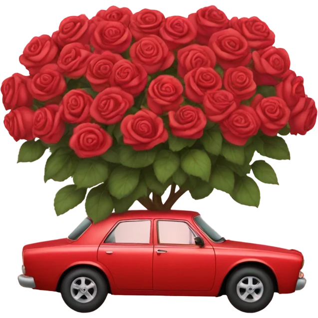 red car in the trunk many roses emoji