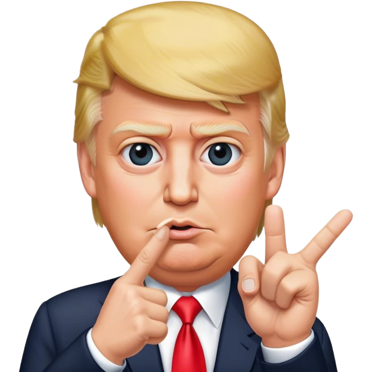 Super realistic Donald Trump pointing index finger up, realistic face emoji