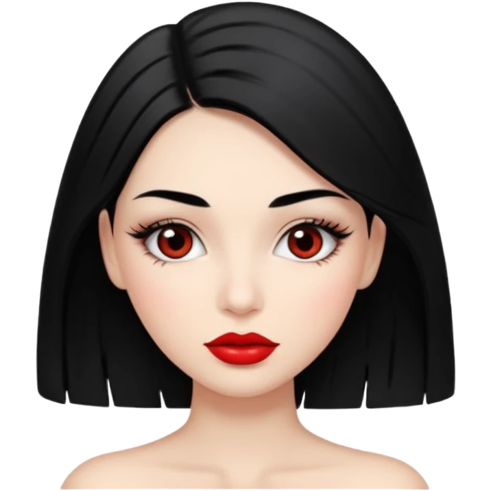 Красивая девушка с черными волосами с ресничками и бровями парманент emoji