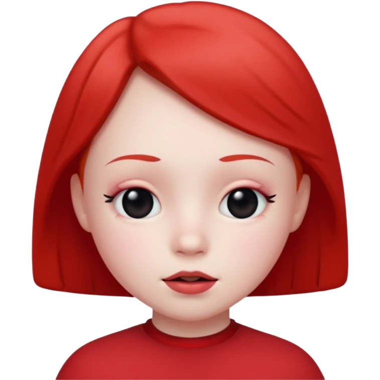Red kid with prue black eyes and mouth emoji