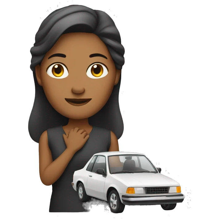 Woman holding her car emoji