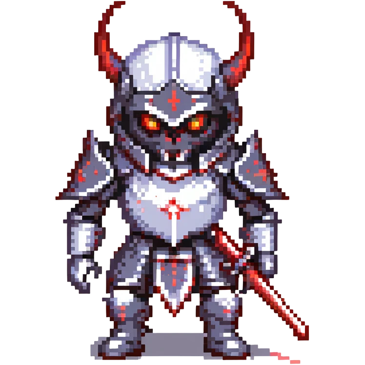 knight with demon features and glowing red eyes emoji