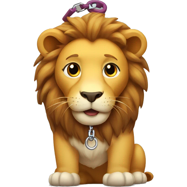 Lion with a leash emoji