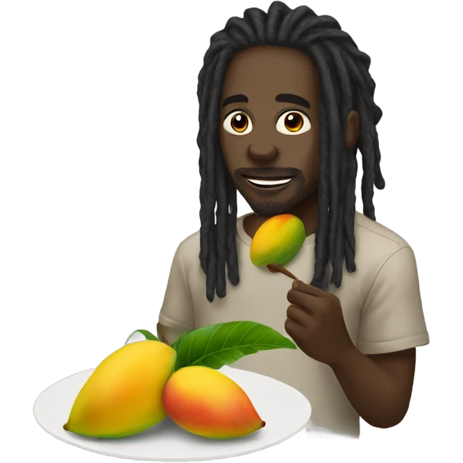 A black man with dreads eating mangoes emoji