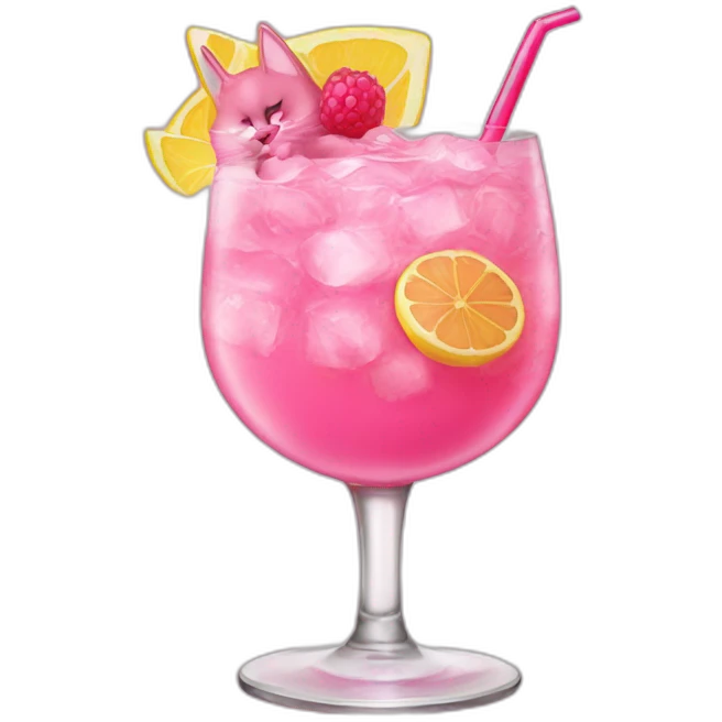 pink-cat-with-coctail emoji
