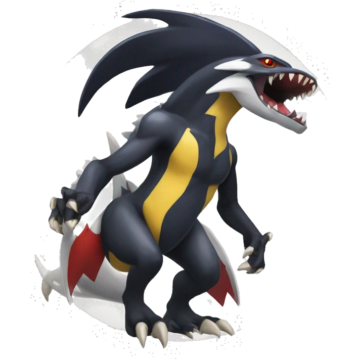 Black Cool Edgy Nargacuga-Garchomp-Absol Fakémon  with White and Red and yellow Edgy markings emoji
