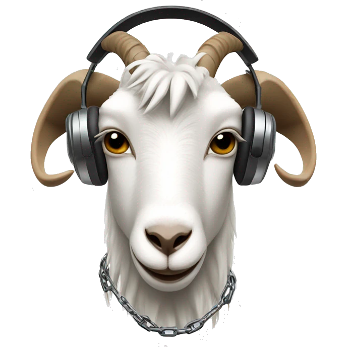 a goat making music with chains and headphones emoji
