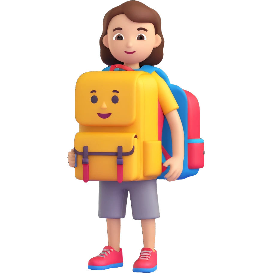 a student travelling, 3D emoji style emoji