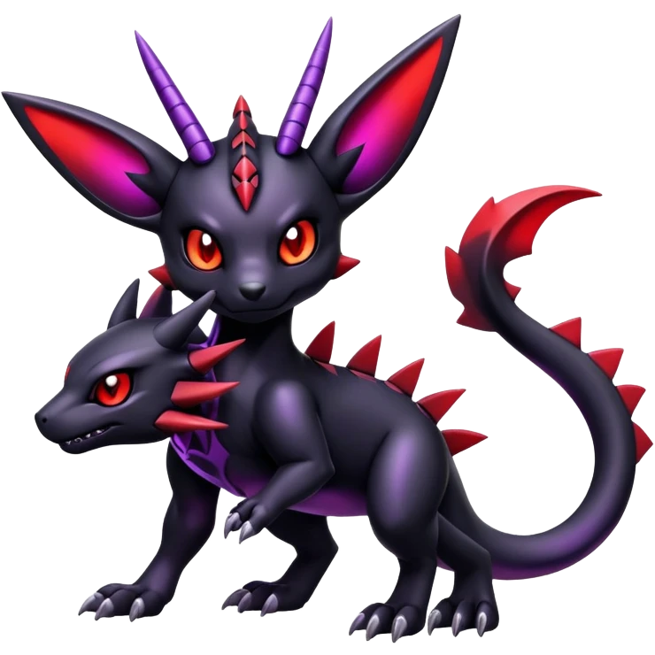 Shiny Badass Gothic Modern Futuristic Cute Guilmon-Umbreon-Salandit-hybrid emoji