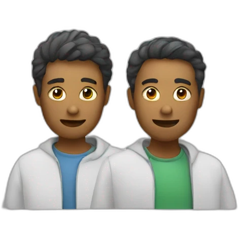 two persons discussing emoji