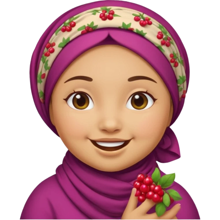 Cute emoji female chubby with a berry she is tan and moroccan  emoji