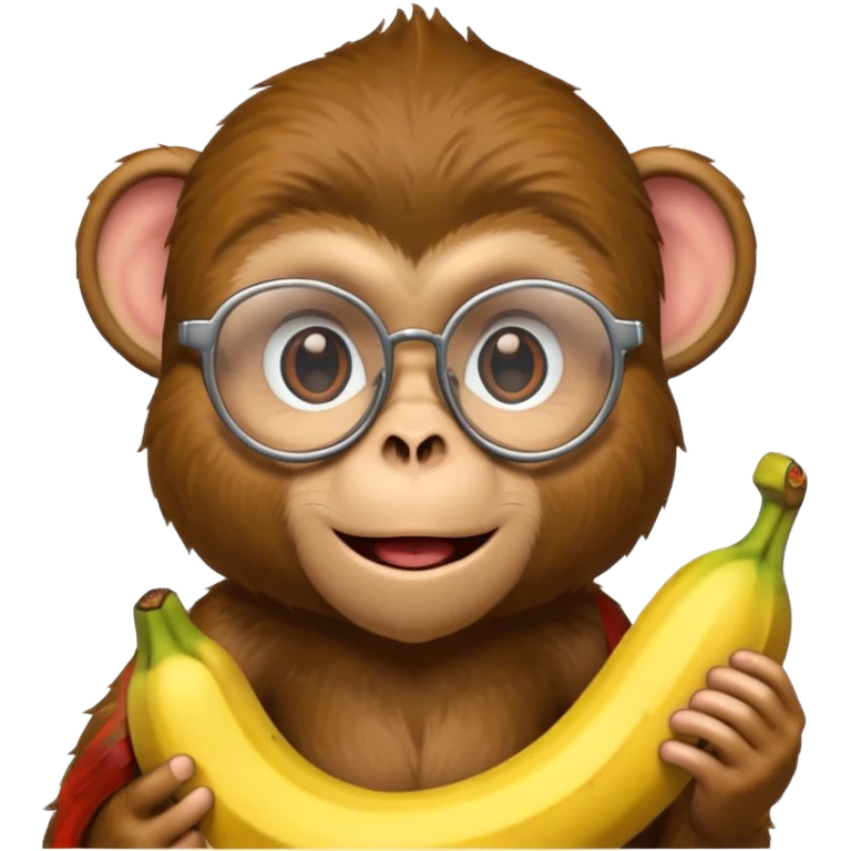 monkey with banana and wearing glasses emoji