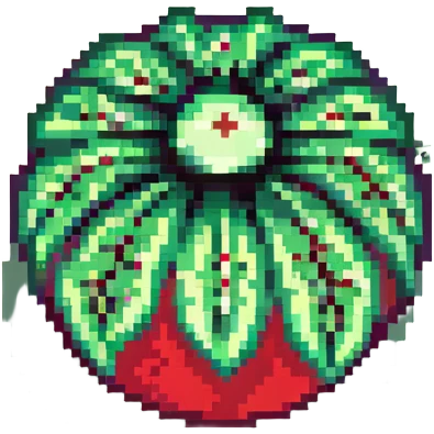 Green digital bomb animation frame 2, round bomb body with green highlights, shorter leaf-shaped fuse at top, small green glow, nature-inspired design, pixel art style emoji