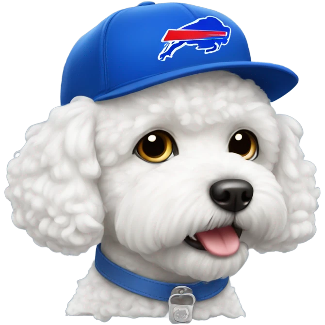 Bichon freis wearing a Bills hat emoji